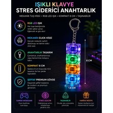 Tepex Premium Kalite Çok Renkli 4 Tuşlu Işıklı Stres Atıcı Tuş Anahtarlık Mekanik Sesli Tuş Hissi ( 1 Adet )