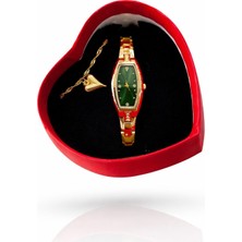 Tisaati Premium Serisi Kalpli Kutulu Kalpli Bileklikli Özel Tasarım Vintage Model Kadın Kol Saati Seti