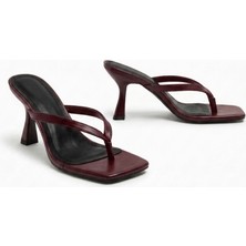 Yula Fashion Shoes Vera Kadın Tredn Topuklu Terlik-Bordo