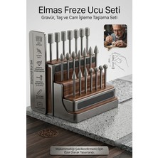 Transformacion 20 Parça Profesyonel Elmas Freze Ucu Seti - 3mm Şaft Gravür, Taş ve Cam İşleme Taşlama Seti 722641