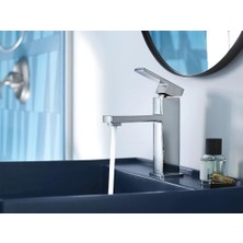 Fırsat Mağazam Revyl Krom Tek Kolu Tek Delikli Modern Banyo Lavabo Bataryası Isteğe Bağlı Deckplate ve Yaylı Drenaj Montajlı, 84771