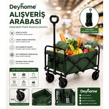 Deyhome Katlanabilir Kamp ve Plaj Arabası Tekerlekli Yük Taşıma Arabası Bahçe Piknik Alışveriş Arabası 80 kg