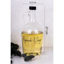 Dolkin Home 1500 ml Yağdanlık Seti Ayçiçek Yağı Zeytinyağı Etiketli 1.5 Litre Cam Şişe Yağlık Sosluk Sirkelik