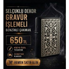 Talat Selçuklu Dekor Gravür Işlemeli Benzinli Çakmak
