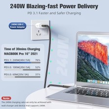 Fırsat Mağazam Ultra USB C To USB C Kablo 240W Pd 3.1 Hızlı Şarj, 20GBPS Veri Transferi, 4K@60Hz Görüntü Aktarımı, USB 3.2 Gen2 Type-C Kablo Ult (100, Santimetre)