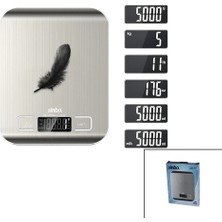 Renas Store Mutfak Tartisi Terazi̇ Inox LCD Ekran 5kg/1gr Pi̇lli̇=2x Aaa Pi̇l Gr/oz/ml/ıb Ölçüm SKS-4527 (5047)