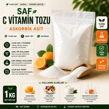 Meteksan %100 Saf C Vitamini Tozu (Askorbik Asit) | Gıda Tipi | Katkısız | 1 kg