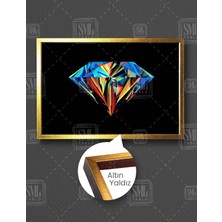 SML Tablo Renkli Elmas Ilüstrasyon Diamond Aiyah Fon Yatay Çerçeveli Kanvas Tablo