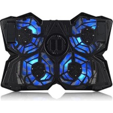 Dexim 4 Fan Ledli Notebook Soğutucu Stand (18" ve Altı Notebook Uyumlu) - Mavi
