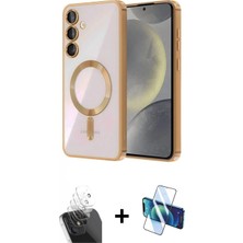 Marsilyan™- Galaxy A55 5g Kılıf Nova Işık Özel Seri - Siyah 3D Antistatik Cam Ekran Koruyucu + Kamera Lens Koruma Cam - Sf