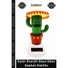 Carlburn #gift Hediyelik Dekoratif Güneş Panelli Araba Süsü Solar Enerjili Dans Eden Şapkalı Kaktüs