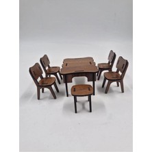 Mu Art Ahşap Ahşap Dekoratif Oyuncak Masa Sandalye Takımı 6'lı Set