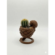 3Dikili Design 3D Tasarım Kirpi Figürlü Dekoratif Kaktüs Saksısı - 11X7 cm