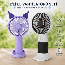 Azurtech 2’ Adet USB Şarjlı Mini El Vantilatörü Seti – Taşınabilir Masaüstü ve El Tipi Sessiz Fan