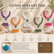 Sinem Şanlı Atelier Lalezar Güneş Süryani Taşı Büyük Boy Akrilik Boncuklu El Yapımı Kolye