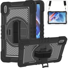 Fogy Matepad Matepad Se 11 Inch Uyumlu Standlı El Geçmeli Ipli Karbon Desen Tank Tablet Silikon Kılıfı