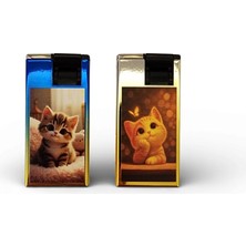 UltraMint Kedili Desenli Gold Lacivert Çakmak, Şık ve Kullanışlı Aksesuar