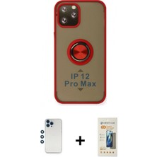 Marsilyan™- iPhone 12 Pro Kılıf Yörünge Çizgi - Siyah 6d Mat Seramik Hayalet Nano Ekran Koruyucu + Shine Kamera Lens - Mı