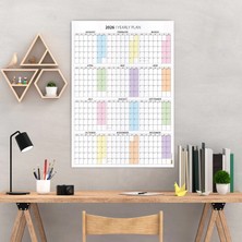 Bi'aldım 2027 Yıllık Planlayıcı Duvar Takvimi, Aylık Planlayıcı Takvim, Pastel Gökkuşağı Renkler