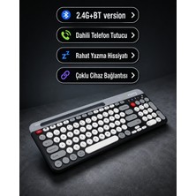 Tepex Premium Kalite Çoklu Destekli Bluetooth Bağlantılı Q Tuş Takımlı Ince Tasarım Telefon Tutacaklı Klavye Mause Set