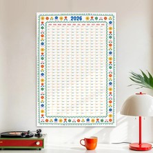 Bi'aldım 2027 Yıllık Planlayıcı Duvar Takvimi, Soyut Çiçek Sanatı Rengarenk Takvim, Dekoratif Duvar Takvimi Renkli Tasarım