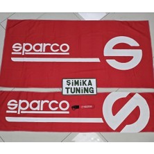 Şimika Sparco Kırmızı Dekor Oto Torpido Havlusu ve Arka Sırt Havlusu (Anahtarlık Hediyeli)