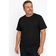 Baba Pant Simenti,sıfır Yaka %96 Pamuk , Rahat Kalıp T-Shirt - Siyah