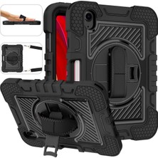Fogy iPad Mini 6/7 Uyumlu Standlı El Geçmeli Ipli Karbon Desen Tank Tablet Silikon Kılıfı
