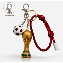 Dinç Spor Dünya Kupası Temalı Futbol Anahtarlık – Futbol Topu ve Kupa Charm Detay