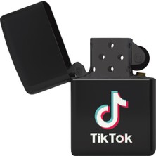 UltraMint Şık Siyah Tiktok Baskılı Çakmak BLL3786, Hediye ve Koleksiyon Için Ideal