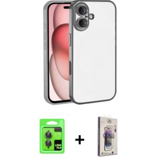 Marsilyan™- iPhone 17 Kılıf Vadi Minimal - Siyah Bilvis 3D Cam Ekran Koruyucu + Raze Metal Kamera Lens - Gı