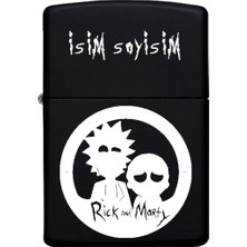 UltraMint Rick And Morty Desenli Kişiye Özel Benzersiz Siyah Metal Çakmak