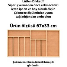 Ayfiwood 67 x 33 cm Ahşap Kaşıklık Çekmece Içi Organizer Doğal Ahşap Mutfak Düzenleyici