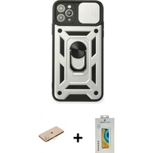 Marsilyan™- iPhone 11 Pro Kılıf Ahenk Klasik - Siyah Polymer Nano Ekran Koruyucu + Renkli Kamera Lens Koruma Cam - Pe