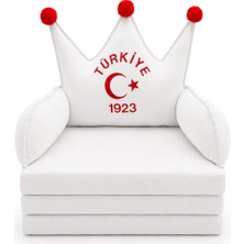 Abt Türkiye Futbol Takımı Taraftar Temalı Katlanabilir Çocuk Koltuğu ve Minder Yatak | Ay Yıldız Nakışlı Taç Şekilli Sünger Koltuk