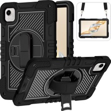 Fogy Honor Pad X9A 11.5-Inch Uyumlu Standlı El Geçmeli Ipli Karbon Desen Tank Tablet Silikon Kılıfı