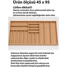 Ayfiwood 95X45 cm Ahşap Kaşıklık Çekmece Içi Organizer Doğal Ahşap Mutfak Düzenleyici