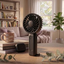 Laptify 3 Kademeli Taşınabilir Şarjlı El Fanı, Ergonomik ve Sessiz Mini Fan, Masaüstü Kullanımına Uygun Mini El Vantilatörü
