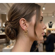 Gmn Collection Yeni Sezon Yeni Seri Altın Kaplama Gold Renk Asimetrik Sallantılı  Küpe