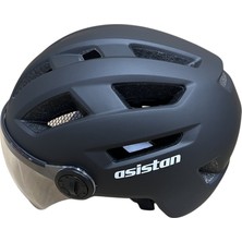 Asistan Işıklı Yetişkin Bisiklet Kaskı Mat Gri M (55-58 Cm) - Ks-28