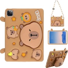 Fogy iPad  Air 11 Air 4/5 ile Uyumlu Cute Dolls Çocuklar Için Standlı Karkterli Yumuşak Tablet Kılıfı Kapibara