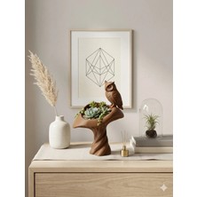 3Dikili Design 3D Baskı Baykuşlu Mantar Formlu Sukulent ve Çiçek Saksısı - Modern Dekoratif Obje 26X17CM