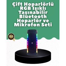 TeknoKapsül Yüksek Ses Güçlü Kablosuz Hoparlör Karaoke Mikrofonlu