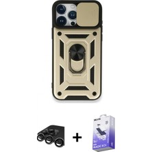Marsilyan™- iPhone 15 Pro Kılıf Ahenk Klasik - Siyah Bilvis 5in1 5d Magic Hayalet Cam Ekran Koruyucu + Raze Metal Kamera Lens - Tmgı