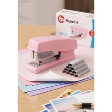 ArtMaster Açık Pembe Zımba Makinesi No:10 1 Adet Fixpoint P-4499 Pastel Renkler Küçük Zımba Makinası ve Teli 15 20 Sayfa Ofis Büro