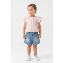 Mini Baray Kız Çocuk Fırfır Kollu Pamuklu Yazlık Şortlu Ikili Takım (2-5 Yaş)