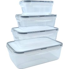 Evitrin Home® 4lü Iç Içe Sızdırmaz Contalı Kilitli Kapaklı Plastik Erzak Saklama Kapları LC315