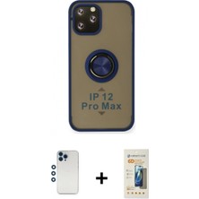 Marsilyan™- iPhone 12 Pro Kılıf Yörünge Çizgi - Siyah 6d Mat Seramik Hayalet Nano Ekran Koruyucu + Shine Kamera Lens - Mı