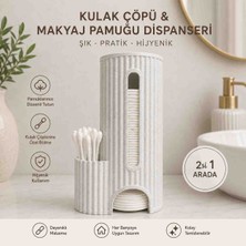 Aselis3D Mermer Desenli Makyaj Pamuğu ve Kulak Çöpü Dispanseri