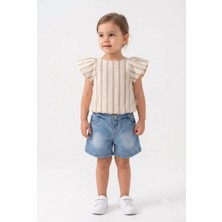 Mini Baray Kız Çocuk Fırfır Kollu Pamuklu Yazlık Şortlu Ikili Takım (2-5 Yaş)